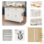 Kitchen Island Cart With Solid Wood Top and Locking Wheels