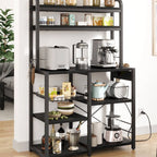 Kitchen Bakers Rack with Power Outlet, Wire Basket