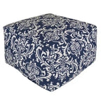 Majestic Home Goods Indoor Outdoor Navy French Quarter Ottoman Pouf 27 in L x 27 in W x 17 in H