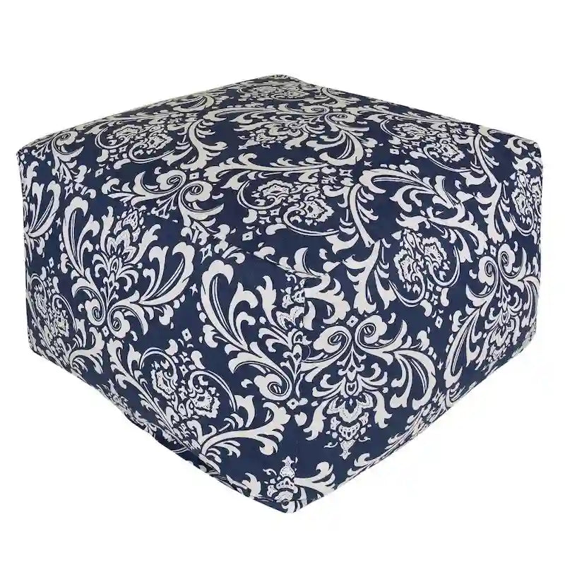 Pouf Ottoman Majestic Home Goods Navy French Quarter intérieur/extérieur 27 po L x 27 po l x 17 po H