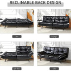 Futons Couch, Upholstered Convertible Folding Futon Sofa Bed for Compact Living Space, Apartment, Dorm,Faux Leather