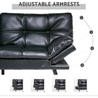 Futons Couch, Upholstered Convertible Folding Futon Sofa Bed for Compact Living Space, Apartment, Dorm,Faux Leather