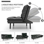 Futons Couch, Upholstered Convertible Folding Futon Sofa Bed for Compact Living Space, Apartment, Dorm,Faux Leather
