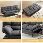 Futons Couch, Upholstered Convertible Folding Futon Sofa Bed for Compact Living Space, Apartment, Dorm,Faux Leather