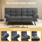 Futons Couch, Upholstered Convertible Folding Futon Sofa Bed for Compact Living Space, Apartment, Dorm,Faux Leather