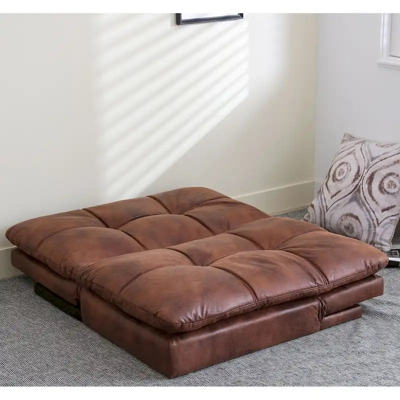 Futons Couch, Upholstered Convertible Folding Futon Sofa Bed for Compact Living Space, Apartment, Dorm,Faux Leather