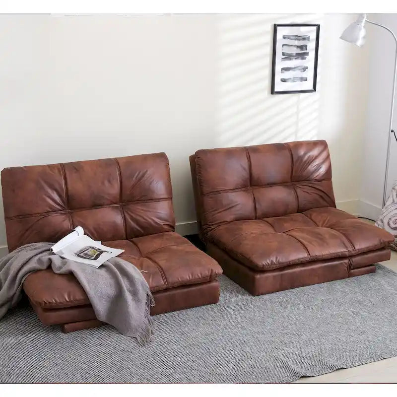 Futons Couch, Upholstered Convertible Folding Futon Sofa Bed for Compact Living Space, Apartment, Dorm,Faux Leather