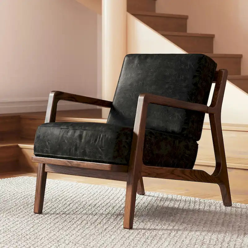 Fauteuil lounge en cuir pleine fleur italien véritable Poly & Bark Verity