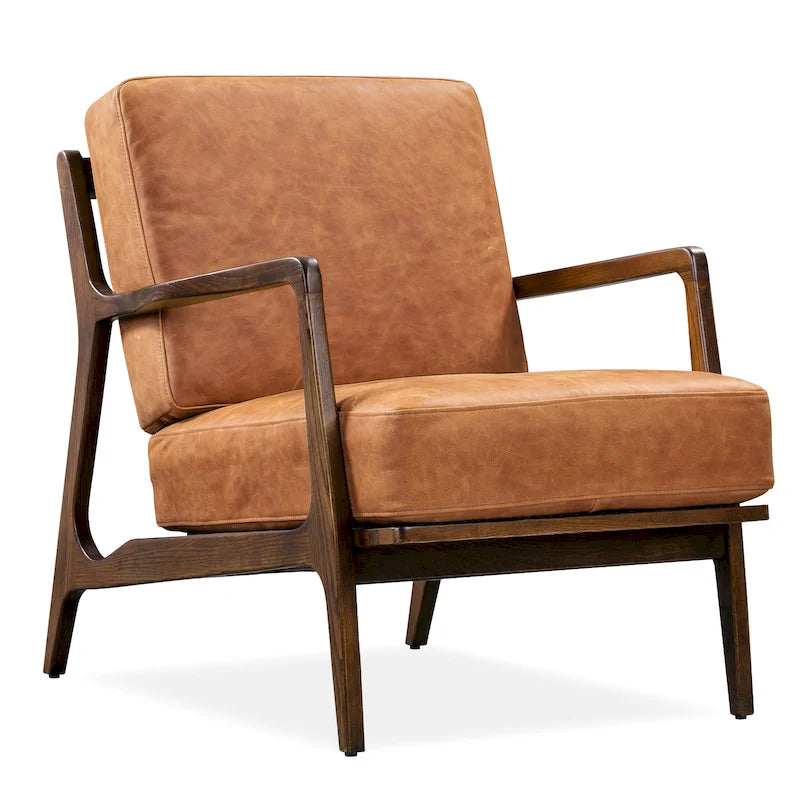 Fauteuil lounge en cuir pleine fleur italien véritable Poly & Bark Verity