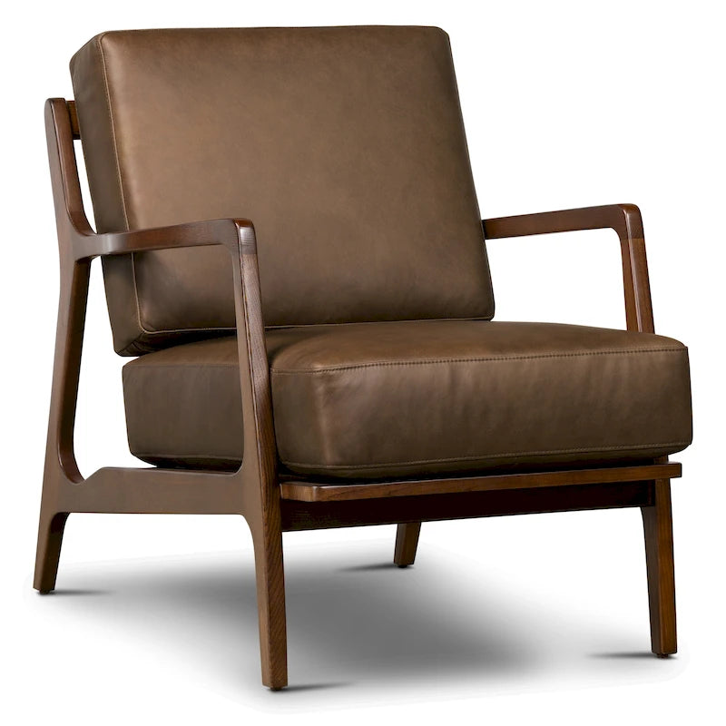 Fauteuil lounge en cuir pleine fleur italien véritable Poly & Bark Verity
