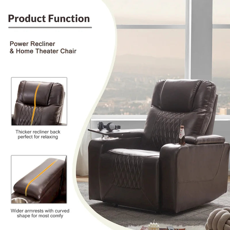 Sillón reclinable eléctrico con portavasos y puerto de carga USB