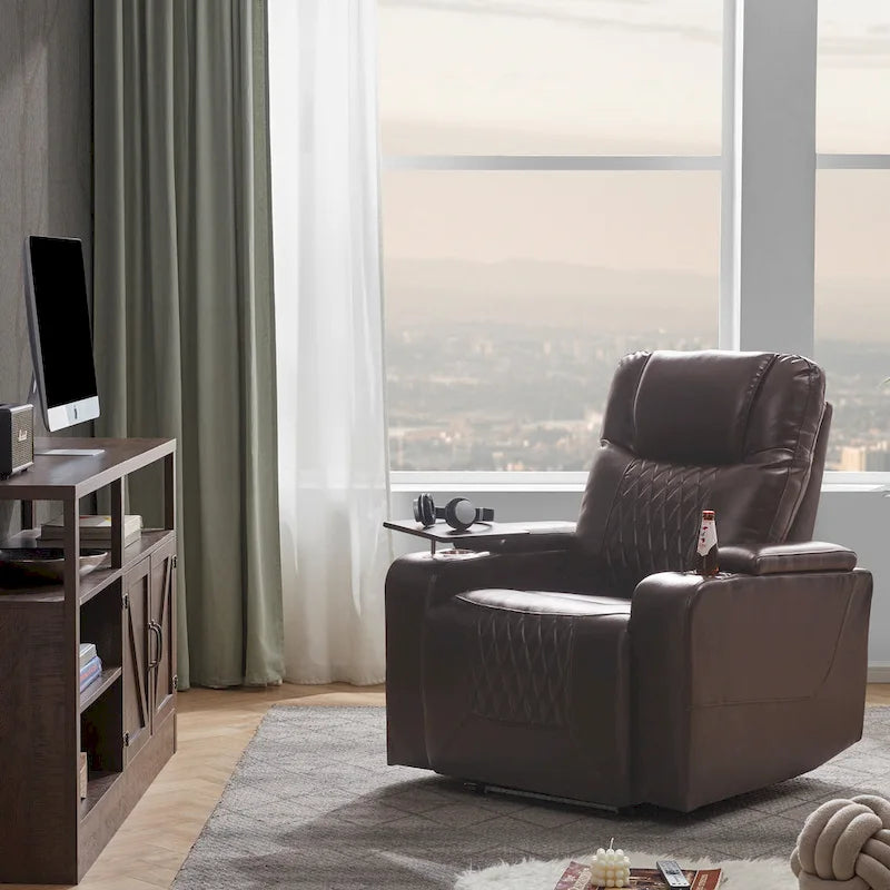 Sillón reclinable eléctrico con portavasos y puerto de carga USB