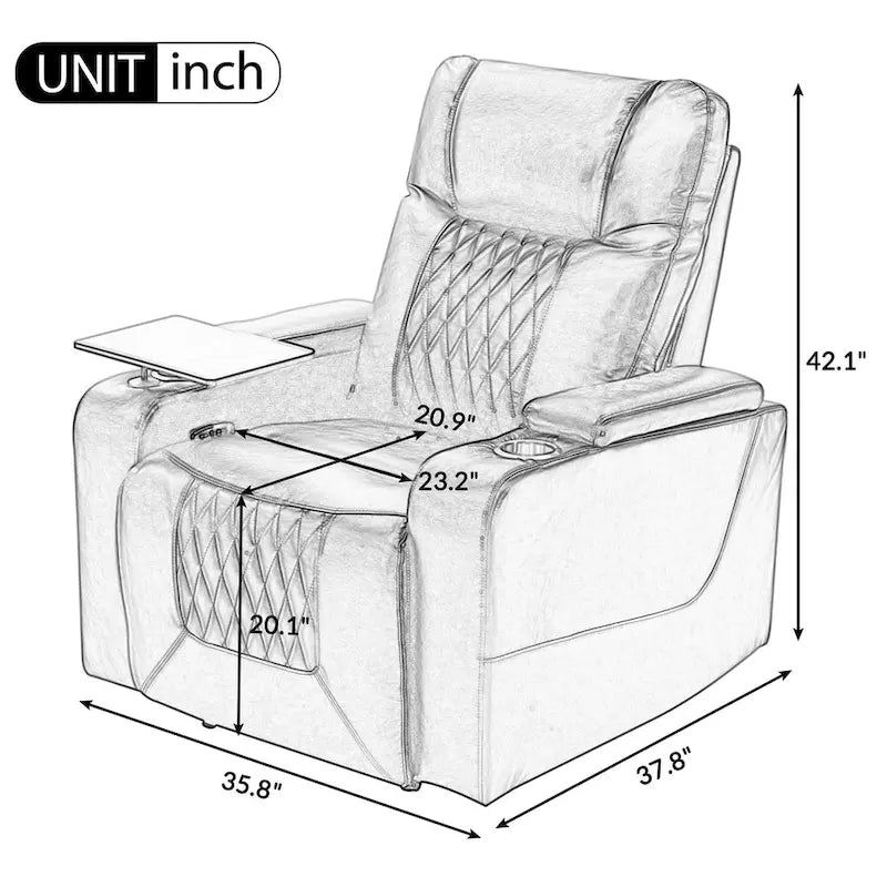 Sillón reclinable eléctrico con portavasos y puerto de carga USB
