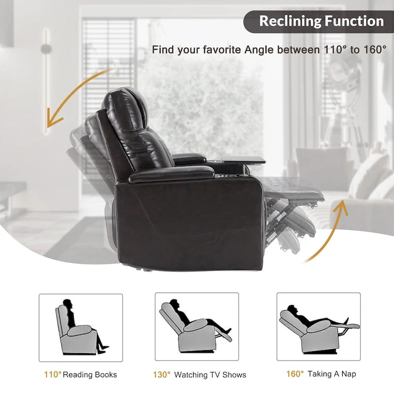Sillón reclinable eléctrico con portavasos y puerto de carga USB