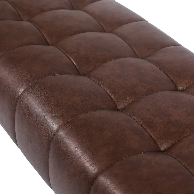 Adeco 41 Inches Faux Leather Ottoman Bench for Living Room