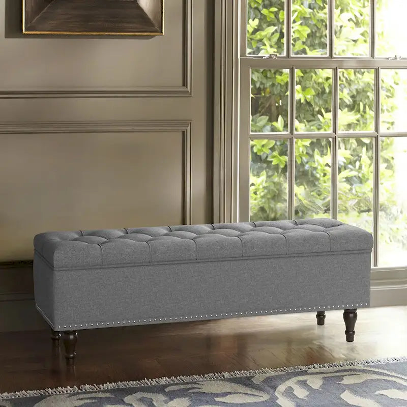 COZYMAN Banc de rangement capitonné, Ottoman rembourré avec rangement pour chambre à coucher - 50,8 L x 17,1 P x 18,3 H