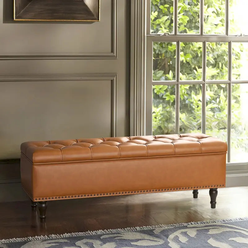 COZYMAN Banc de rangement capitonné, Ottoman rembourré avec rangement pour chambre à coucher - 50,8 L x 17,1 P x 18,3 H