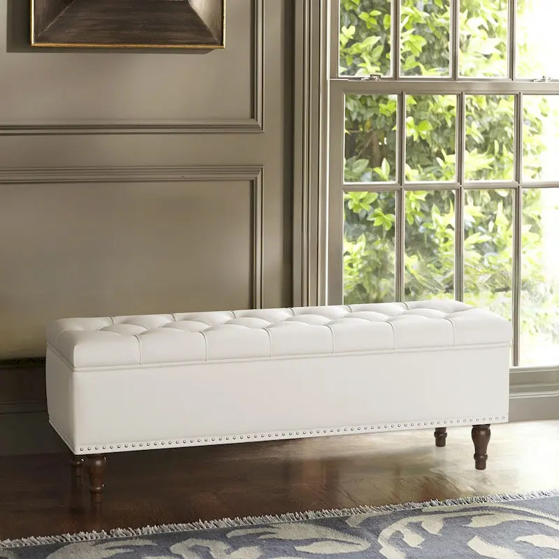 COZYMAN Banc de rangement capitonné, Ottoman rembourré avec rangement pour chambre à coucher - 50,8 L x 17,1 P x 18,3 H