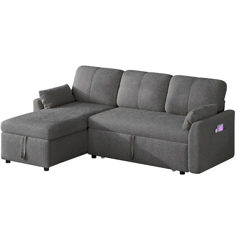 Moasis L-shaped 3-seater Reversible Sectional Sofa Bed Sleeper with Storage and Cushions
