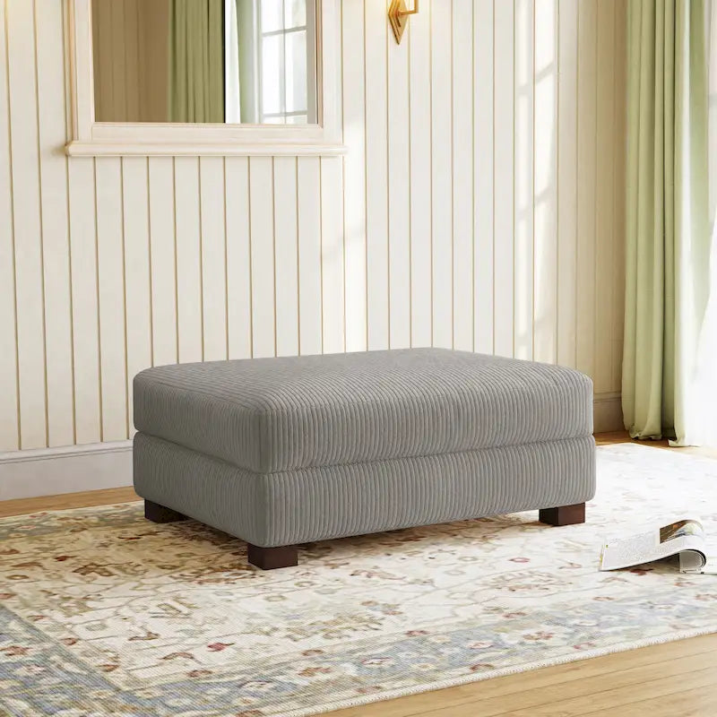 Modern Corduroy Fabric Oversized Accent Ottoman