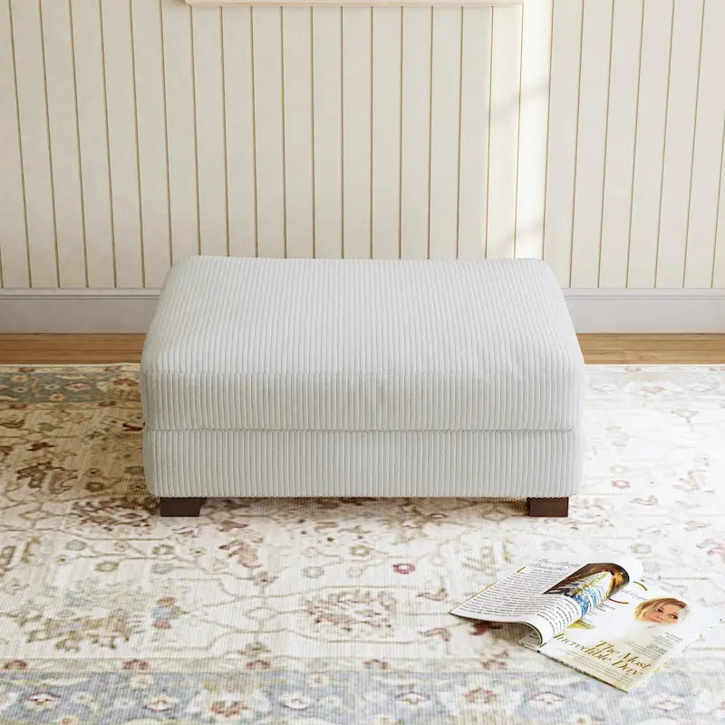 Modern Corduroy Fabric Oversized Accent Ottoman