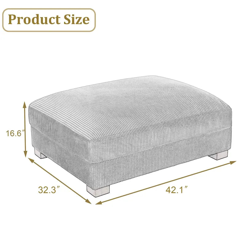 Modern Corduroy Fabric Oversized Accent Ottoman