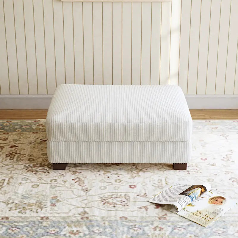 Modern Corduroy Fabric Oversized Accent Ottoman