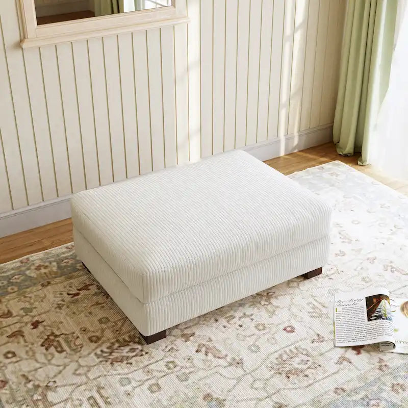 Modern Corduroy Fabric Oversized Accent Ottoman