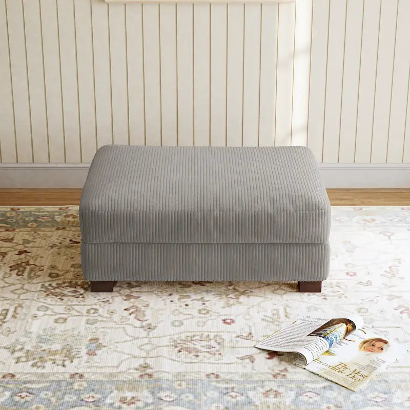 Modern Corduroy Fabric Oversized Accent Ottoman