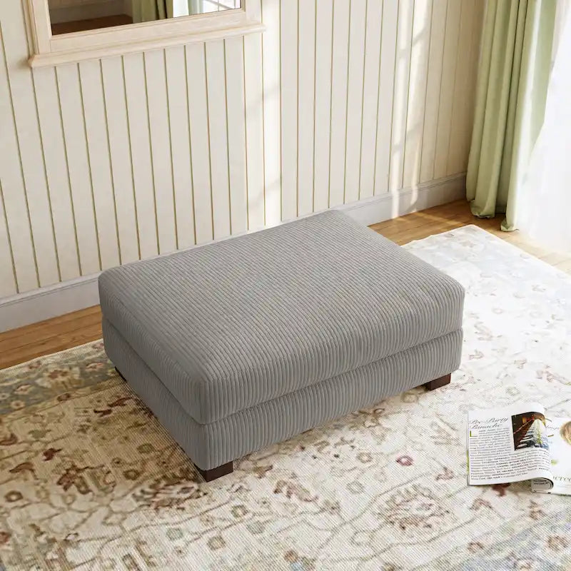Modern Corduroy Fabric Oversized Accent Ottoman