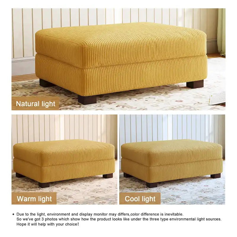 Modern Corduroy Fabric Oversized Accent Ottoman
