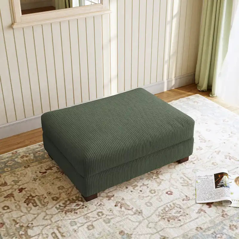 Modern Corduroy Fabric Oversized Accent Ottoman