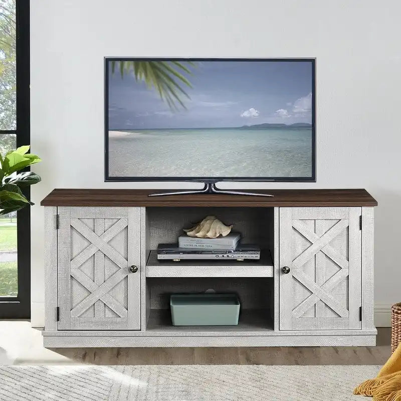 Meuble TV en bois brut imitation 54 po pour téléviseurs de 60 po - 54 po de largeur