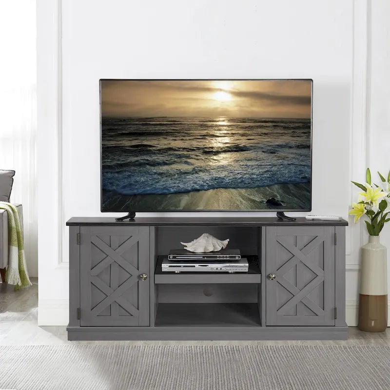 Meuble TV en bois brut imitation 54 po pour téléviseurs de 60 po - 54 po de largeur