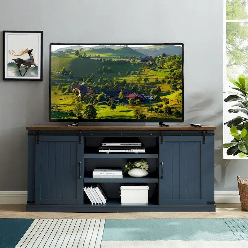 68 inch Rustic Barn Door TV Stand for TVs up to 75 Inches