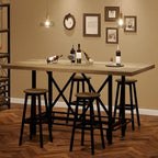 6-People Counter Bar Height Pub Table withe Footrest, Tall Bar Table with Thicken Wood Tabletop and Metal Frame for Home/Kitchen