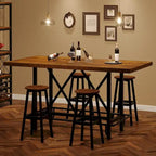 6-People Counter Bar Height Pub Table withe Footrest, Tall Bar Table with Thicken Wood Tabletop and Metal Frame for Home/Kitchen