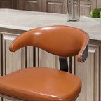 Taburete de bar giratorio de piel sintética, ajustable, con detalles de madera