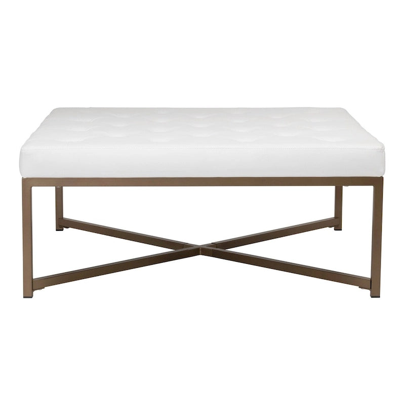 Studio Designs Home Camber, Grand pouf de cocktail en métal et cuir capitonné