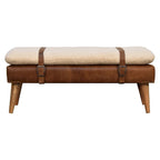 Boucle Buffalo Hide Leather Bench