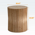 Mesa de centro redonda de madera con diseño retro en relieve
