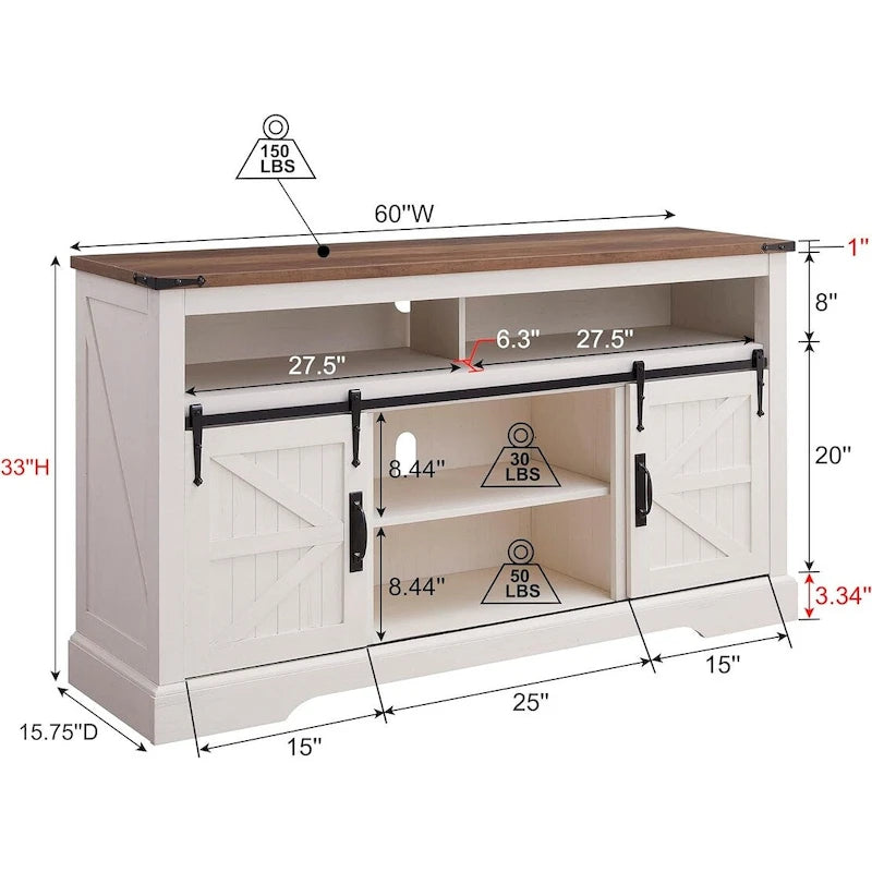 Farmhouse Wood TV Stand, Highboy Entertainment Center, Media Console