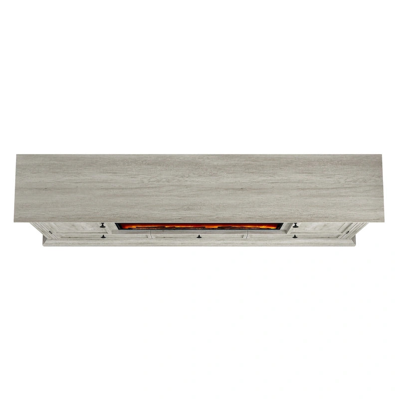 Farmhouse 72 TV Stand with Fireplace - Accommodates up to 75 TV - 73W x 35H x 14D