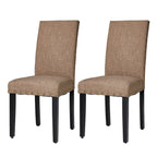 Glitzhome 38H Set of 2 High Back Linen Fabric Studded Dining Chairs with Footpads
