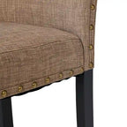 Glitzhome 38H Set of 2 High Back Linen Fabric Studded Dining Chairs with Footpads