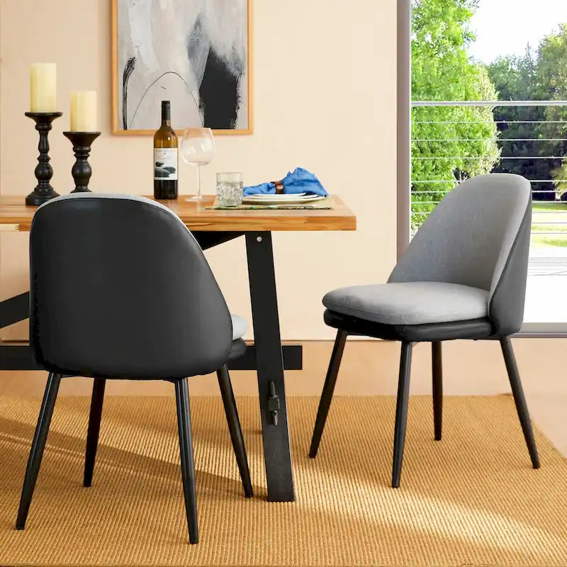 Glitzhome Set of 2/4/6 Mid-Century Modern Faux Leather Accent Dining Chairs