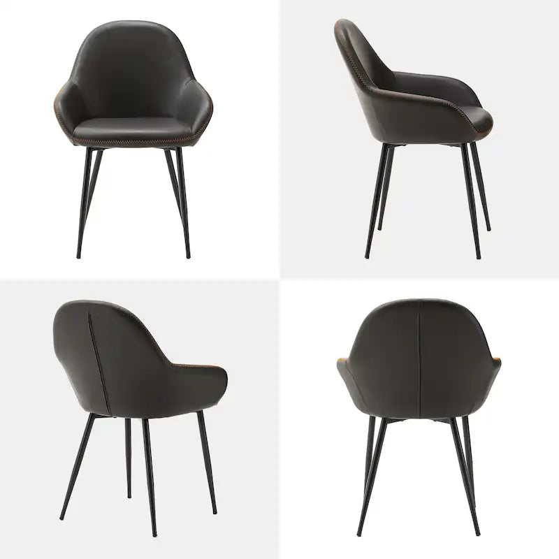 Glitzhome Set of 2/4/6 Mid-Century Modern Faux Leather Accent Dining Chairs