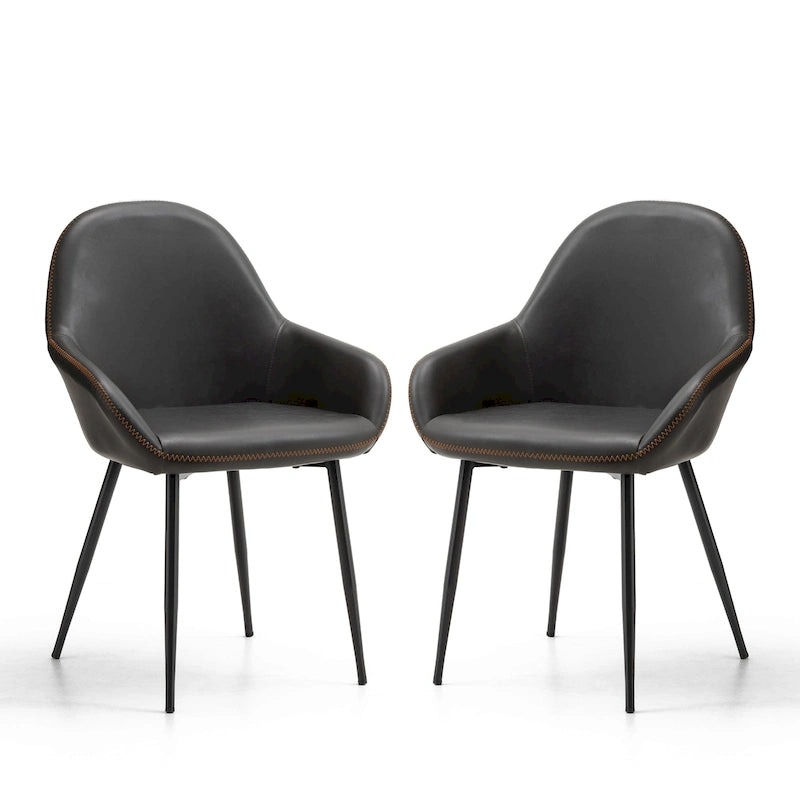 Glitzhome Set of 2/4/6 Mid-Century Modern Faux Leather Accent Dining Chairs