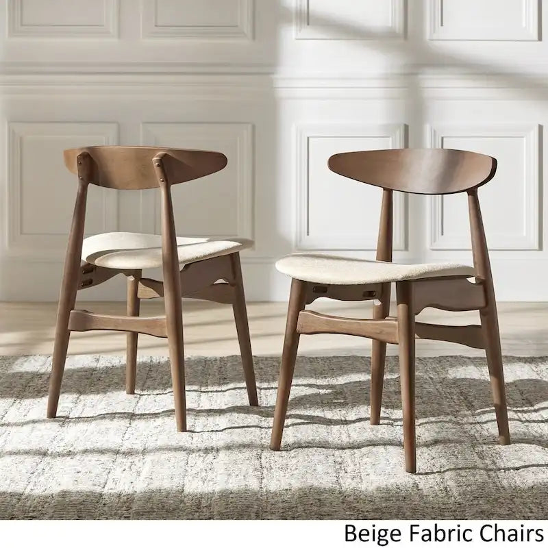 Nadine Dark Walnut Finish Glass Table Top Round Dining Set - Curved Back Chairs by iNSPIRE Q Modern