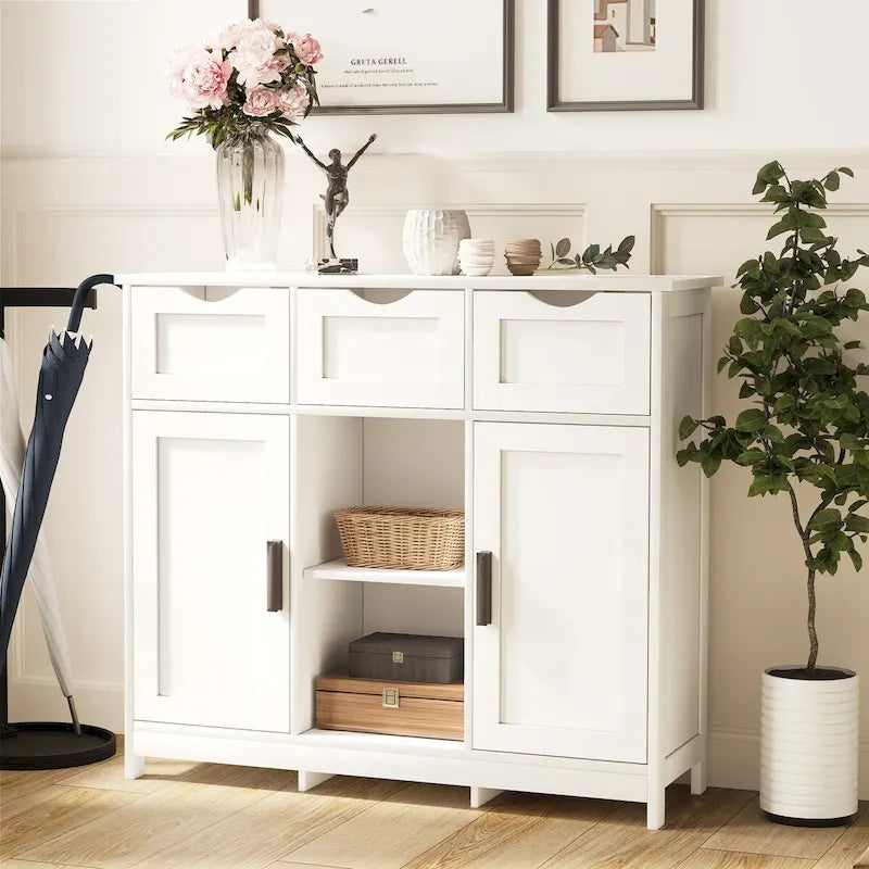 Meuble de rangement en bois avec tiroirs et étagères, Meuble d'appoint pour salon, chambre à coucher
